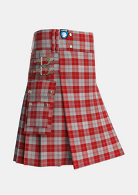 Utility_Erskine_Red_Tartan_1700_kilt_side_image_with_pleated_design_and_adjustable_buckles_for_men