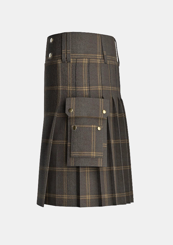 Utility_Eternity_tartan_kilt_left_image_with_pleated_design_and_adjustable_buckles_for_men