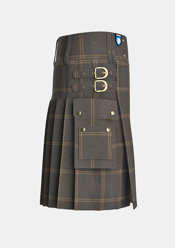 Utility_Eternity_tartan_kilt_right_image_with_pleated_design_and_adjustable_buckles_for_men