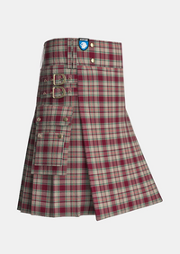 Utility_Etive_Burgundy_Tartan_7576_kilt_side_image_with_pleated_design_and_adjustable_buckles_for_men