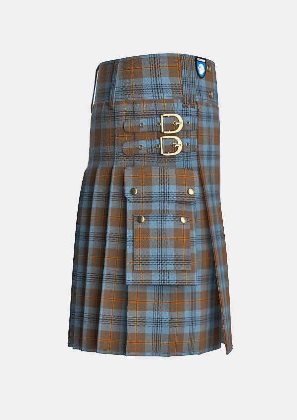 Utility_Falkirk_Tartan_2347_kilt_right_image_with_pleated_design_and_adjustable_buckles_for_men