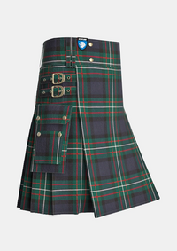 Utility_Farquharson_Modern_Tartan_kilt_side_image_with_pleated_design_and_adjustable_buckles_for_men