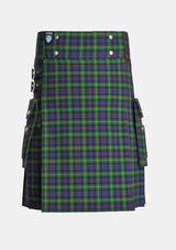 Utility_Farquharson_Tartan_1352_kilt_front_image_with_pleated_design_and_adjustable_buckles_for_men