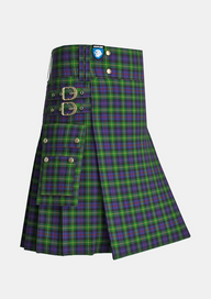 Utility_Farquharson_Tartan_1352_kilt_side_image_with_pleated_design_and_adjustable_buckles_for_men