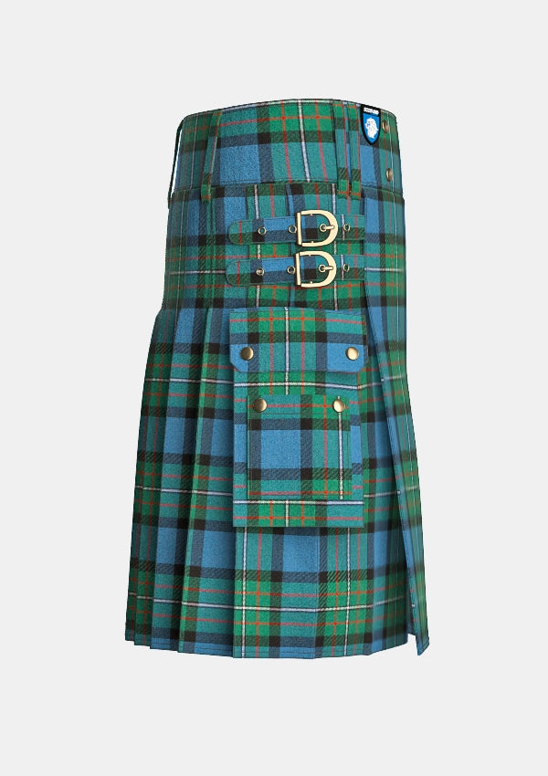 Utility_Ferguson_Ancient_Tartan_kilt_right_image_with_pleated_design_and_adjustable_buckles_for_men