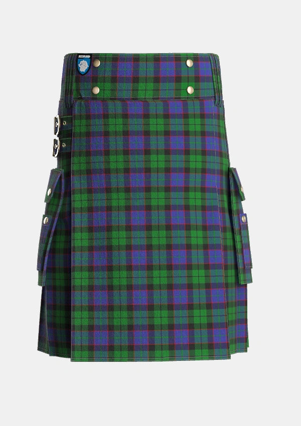 Utility_Ferguson_of_Balquhidder_Tartan_738_kilt_front_image_with_pleated_design_and_adjustable_buckles_for_men