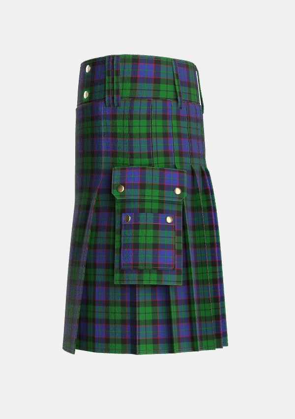 Utility_Ferguson_of_Balquhidder_Tartan_738_kilt_left_image_with_pleated_design_and_adjustable_buckles_for_men