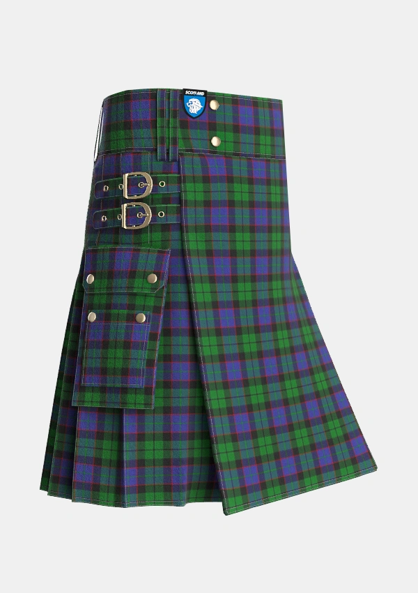Utility_Ferguson_of_Balquhidder_Tartan_738_kilt_side_image_with_pleated_design_and_adjustable_buckles_for_men
