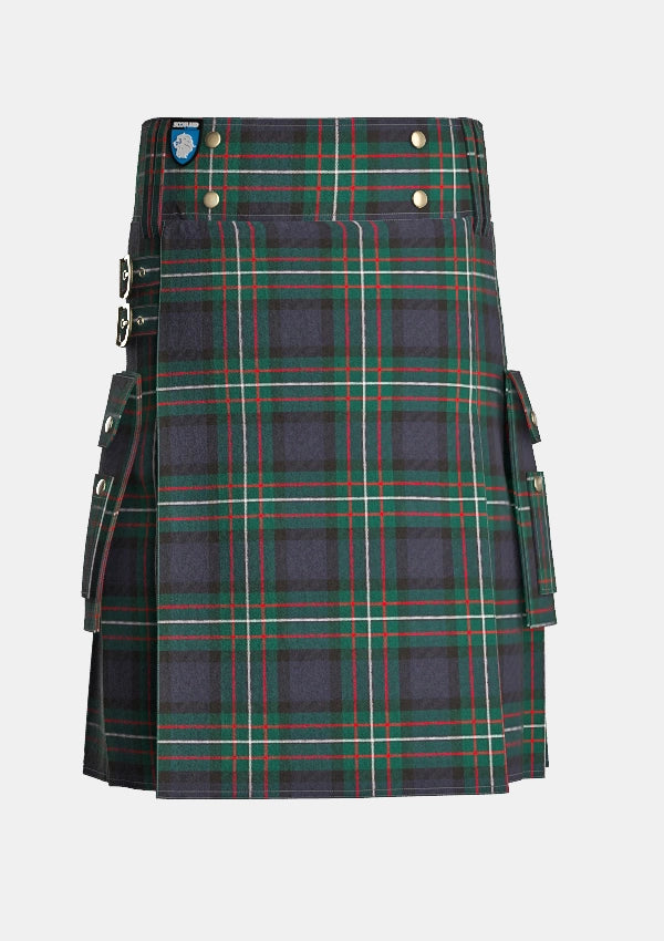 Utility_Ferguson_tartan_kilt_front_image_with_pleated_design_and_adjustable_buckles_for_men