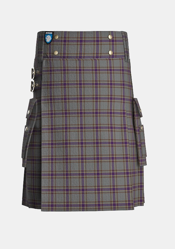 Utility_Fermanagh_Tartan_3408_kilt_front_image_with_pleated_design_and_adjustable_buckles_for_men