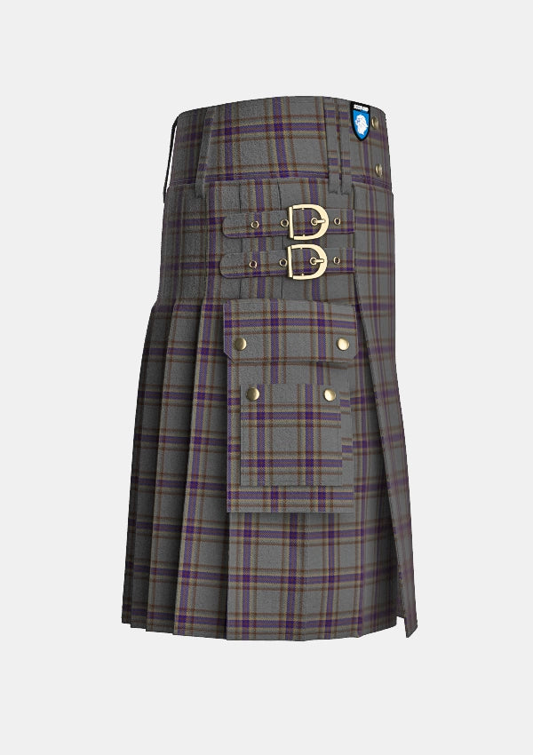 Utility_Fermanagh_Tartan_3408_kilt_right_image_with_pleated_design_and_adjustable_buckles_for_men