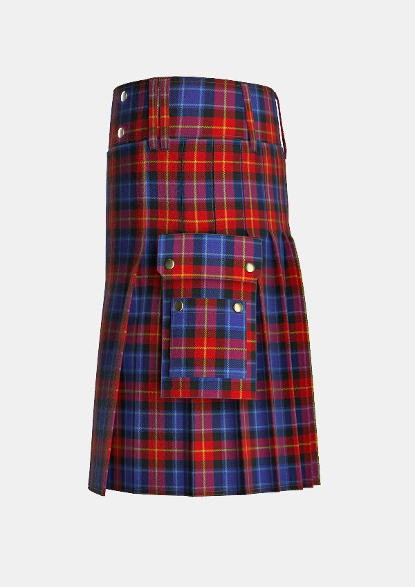 Utility_Fife_tartan_2503_kilt_left_image_with_pleated_design_and_adjustable_buckles_for_men