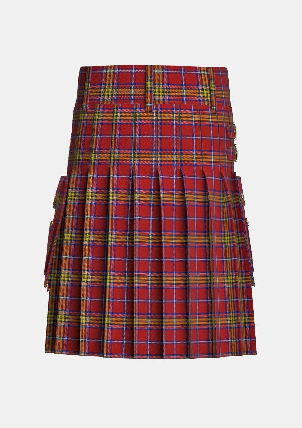 Utility_Fire_and_Pipes_Tartan_13794_kilt_back_image_with_pleated_design_and_adjustable_buckles_for_men