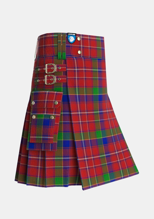 Utility_Fitzgerald_Dress_Tartan_1818_kilt_side_image_with_pleated_design_and_adjustable_buckles_for_men