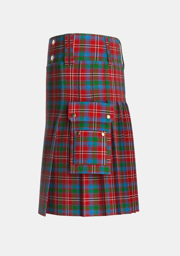 Utility_Fitzgerald_Red_Tartan_576_kilt_left_image_with_pleated_design_and_adjustable_buckles_for_men