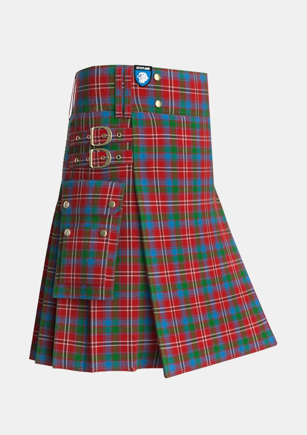 Utility_Fitzgerald_Red_Tartan_576_kilt_side_image_with_pleated_design_and_adjustable_buckles_for_men