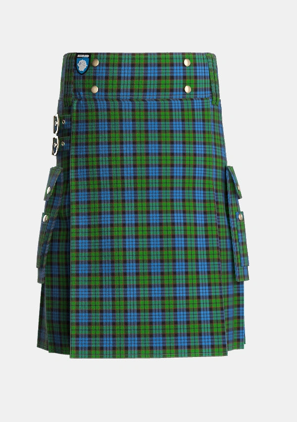 Utility_Fletcher_2_Tartan_257_kilt_front_image_with_pleated_design_and_adjustable_buckles_for_men