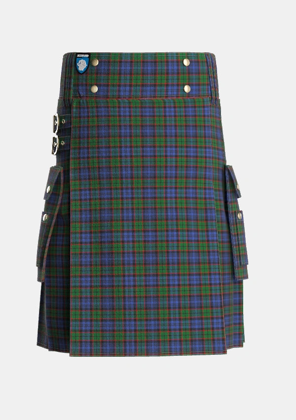 Utility_Fletcher_3_Tartan_224_kilt_front_image_with_pleated_design_and_adjustable_buckles_for_men