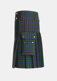 Utility_Fletcher_3_Tartan_224_kilt_left_image_with_pleated_design_and_adjustable_buckles_for_men
