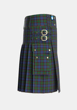 Utility_Fletcher_3_Tartan_224_kilt_right_image_with_pleated_design_and_adjustable_buckles_for_men