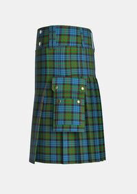 Utility_Fletcher_tartan_272_kilt_left_image_with_pleated_design_and_adjustable_buckles_for_men