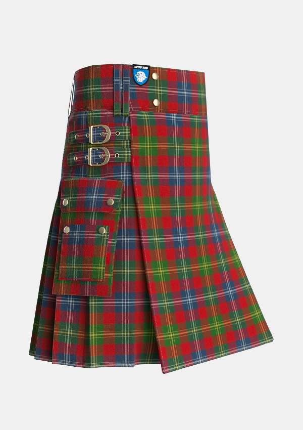 Utility_Forrester_Foster_Tartan_2384_kilt_side_image_with_pleated_design_and_adjustable_buckles_for_men