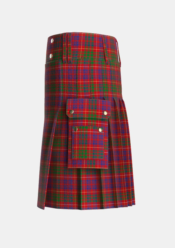 Utility_Fox_Red_Tartan_6312_kilt_left_image_with_pleated_design_and_adjustable_buckles_for_men