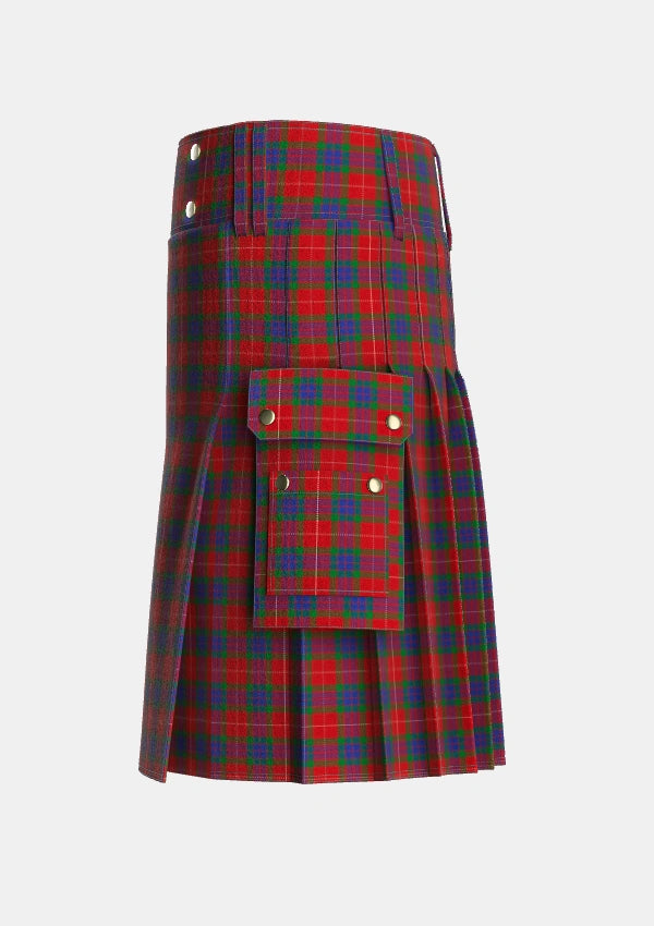 Utility_Fraser_1842_Tartan_1424_kilt_left_image_with_pleated_design_and_adjustable_buckles_for_men