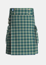 Utility_Fraser_Arisaid_Tartan_615_kilt_front_image_with_pleated_design_and_adjustable_buckles_for_men