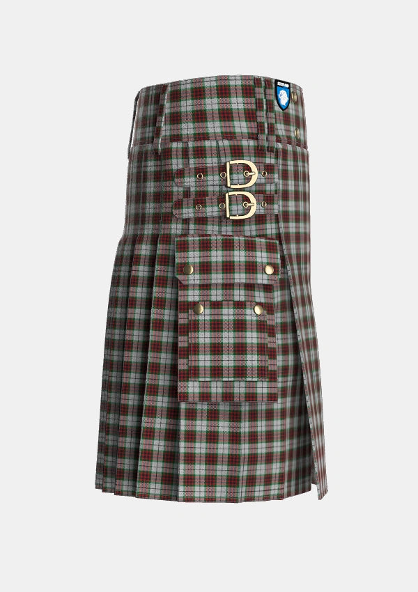 Utility_Fraser_Dress_Tartan_1228_kilt_right_image_with_pleated_design_and_adjustable_buckles_for_men