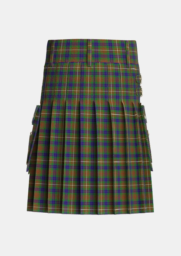 Utility_Fraser_Hunting_1_Tartan_1659_kilt_back_image_with_pleated_design_and_adjustable_buckles_for_men