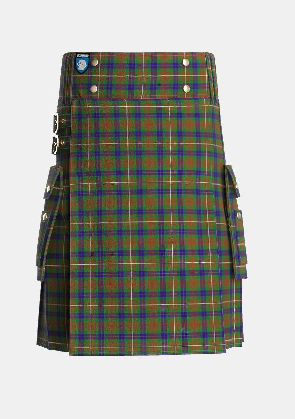 Utility_Fraser_Hunting_1_Tartan_1659_kilt_front_image_with_pleated_design_and_adjustable_buckles_for_men