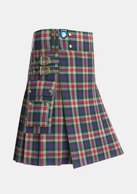 Utility_Fraser_Red_Dress_Tartan_1427_kilt_side_image_with_pleated_design_and_adjustable_buckles_for_men