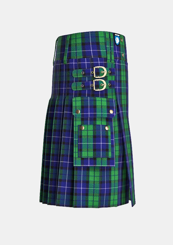 Utility_Freedom_Tartan_kilt_right_image_with_pleated_design_and_adjustable_buckles_for_men