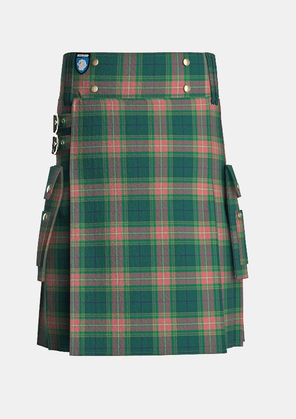 Utility_Gallagher_Ancient_Tartan_4053_kilt_front_image_with_pleated_design_and_adjustable_buckles_for_men