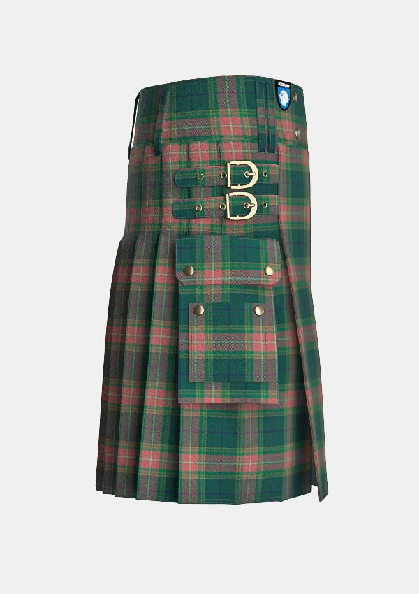 Utility_Gallagher_Ancient_Tartan_4053_kilt_right_image_with_pleated_design_and_adjustable_buckles_for_men