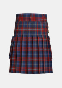 Utility_Galway_County_Crest_Range_Tartan_3085_kilt_back_image_with_pleated_design_and_adjustable_buckles_for_men