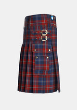 Utility_Galway_County_Crest_Range_Tartan_3085_kilt_right_image_with_pleated_design_and_adjustable_buckles_for_men