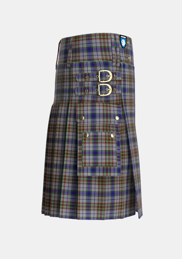 Utility_Gayre_Hunting_Tartan_165_kilt_right_image_with_pleated_design_and_adjustable_buckles_for_men
