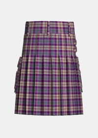 Utility_Gigha_Lilac_Tartan_7582_kilt_back_image_with_pleated_design_and_adjustable_buckles_for_men