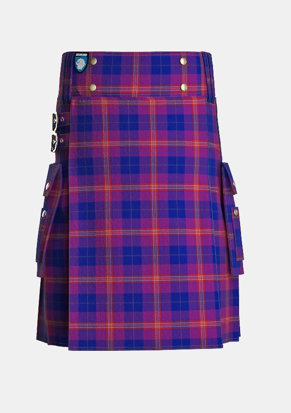 Utility_Gill_Anil_Tartan_11496_kilt_front_image_with_pleated_design_and_adjustable_buckles_for_men