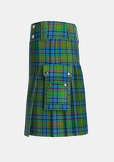 Utility_Gillies_2_Tartan_309_kilt_left_image_with_pleated_design_and_adjustable_buckles_for_men