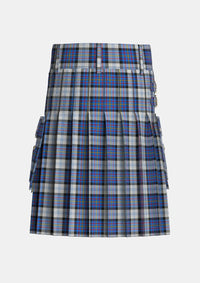 Utility_Gillies_Dress_Blue_Tartan_637_kilt_back_image_with_pleated_design_and_adjustable_buckles_for_men