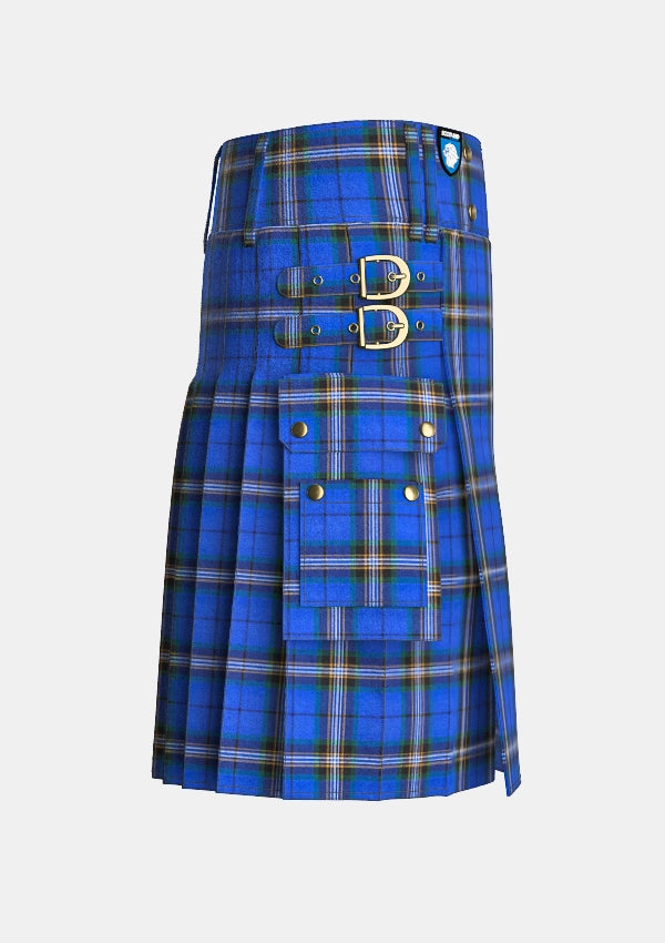 Utility_Glasgow_University_Tartan_kilt_right_image_with_pleated_design_and_adjustable_buckles_for_men