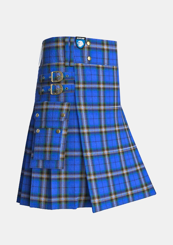 Utility_Glasgow_University_Tartan_kilt_side_image_with_pleated_design_and_adjustable_buckles_for_men