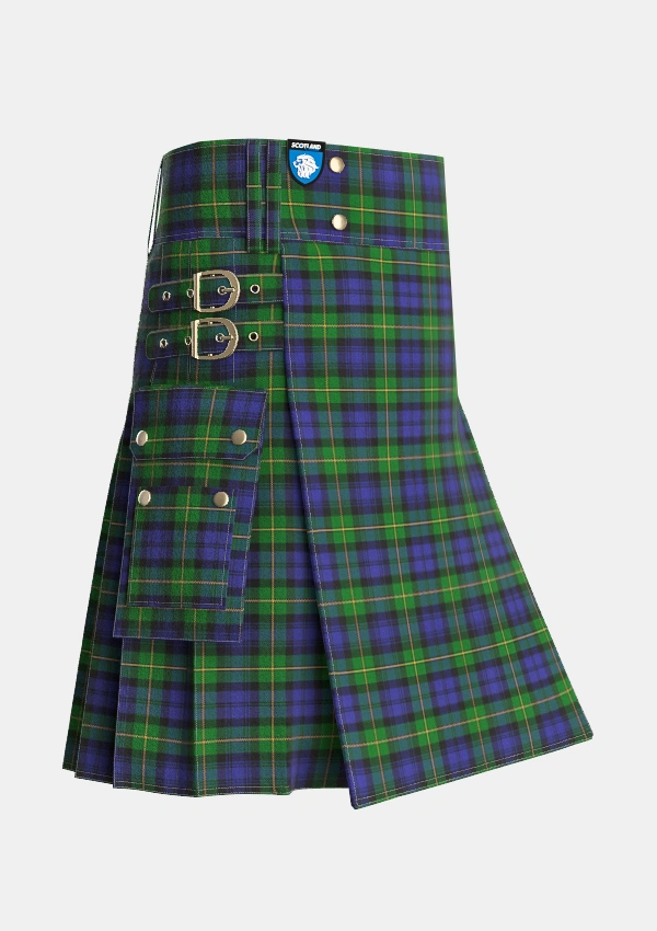 Utility_Gordon_2_Tartan_223_kilt_side_image_with_pleated_design_and_adjustable_buckles_for_men