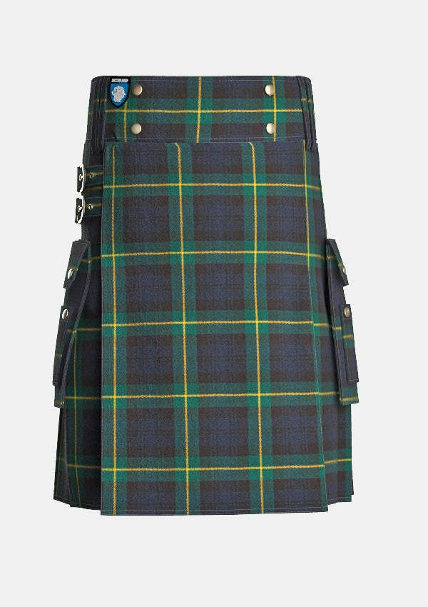 Utility_Gordon_Tartan_kilt_front_image_with_pleated_design_and_adjustable_buckles_for_men