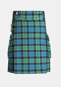 Utility_Graham_of_Menteith_Ancient_Tartan_kilt_front_image_with_pleated_design_and_adjustable_buckles_for_men