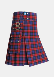 Utility_Graham_of_Menteith_Red_Tartan_1053_kilt_side_image_with_pleated_design_and_adjustable_buckles_for_men