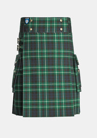 Utility_Graham_tartan_kilt_front_image_with_pleated_design_and_adjustable_buckles_for_men